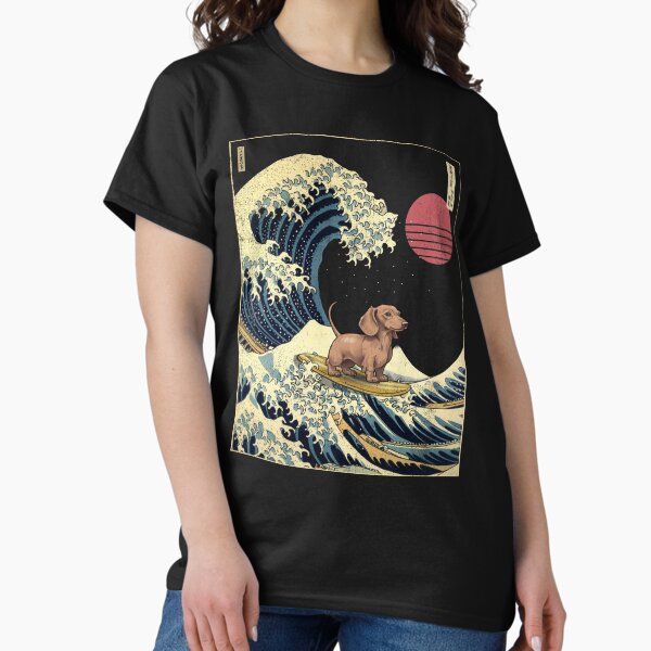 Dachshund Kanagawa Japanese Surfing Wave