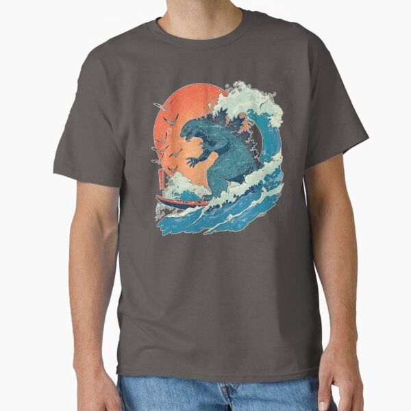 The Great Wave Godzilla Surfer shirt, Funny Surfing monster t-shirt